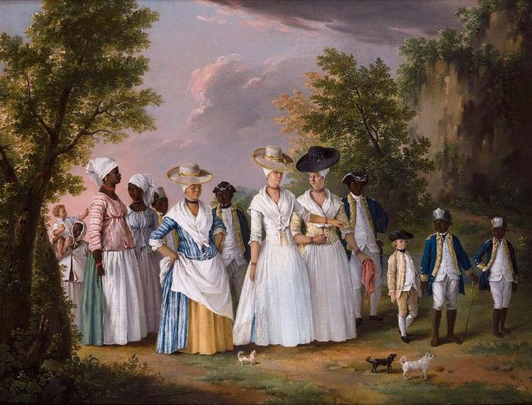 unknow artist Free Women of Color with their Children and Servants in a Landscape, oil painting image